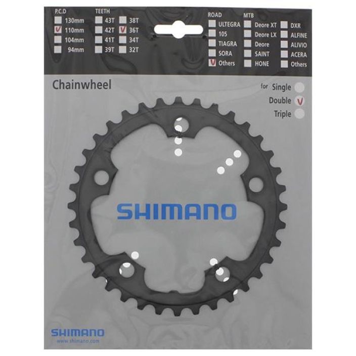 Eturatas 36T CX-70 harmaa Shimano CX-70 36T eturatas 110bcd jaolla. 5-pulttikiinnitys